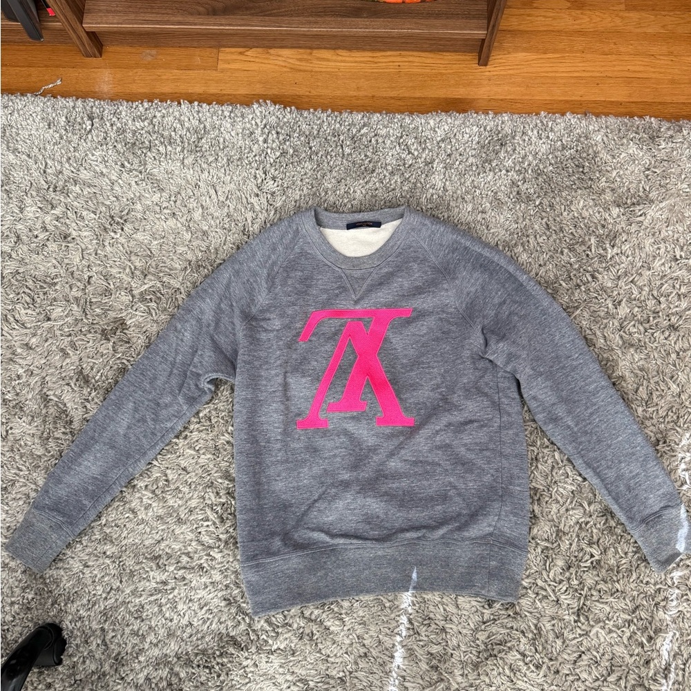 Louis Vuitton Gray Sweatshirt with Pink Logo